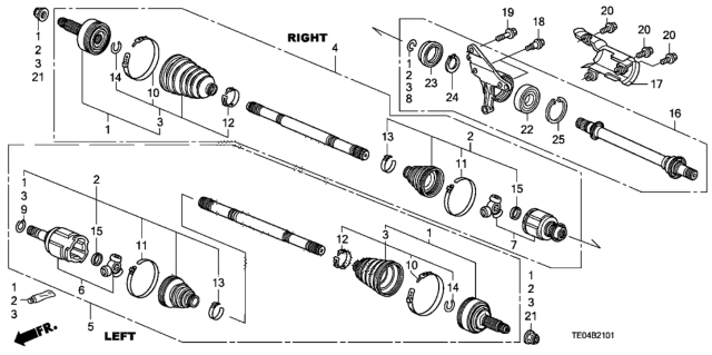 2008 Honda Accord  Driveshaft Assembly, Driver Side Diagram for 44306TE1A00