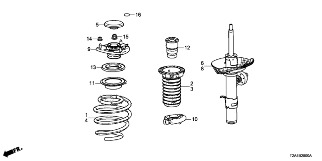 2016 Honda Accord Spring, Left Front Diagram for 51406T2AA11
