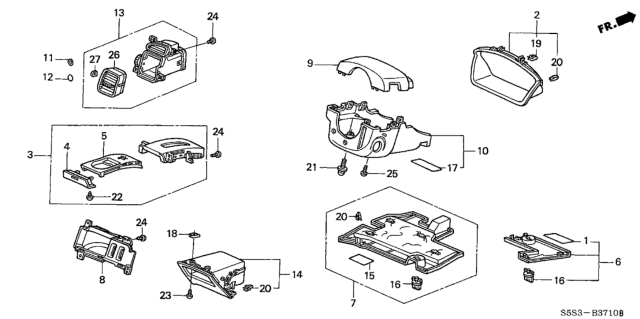 2002 Honda Civic  Cover Assembly, Column (Lower) (Graphite Black) Diagram for 77360S5AA01ZA