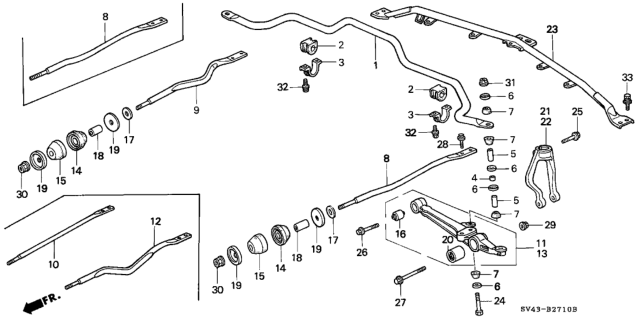 1995 Honda Accord Bush, Front Stabilizer Diagram for 51393SV1A01