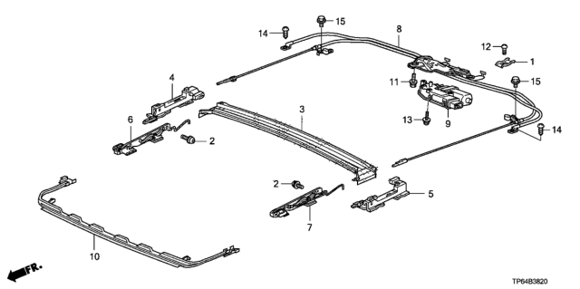 2012 Honda Crosstour Slider, L. Drain Channel Diagram for 70265TE0A01