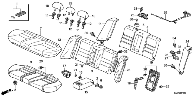 2012 Honda Accord  Pad & Frame, Passenger Side Seat-Back Side Diagram for 82157TA6A01