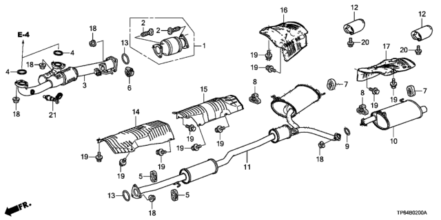 2015 Honda Crosstour Muffler, Driver Side Exhuast Diagram for 18305TP6A11