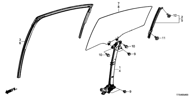 2019 Honda HR-V  Runchannel, Right Rear Door Diagram for 72735T7A003