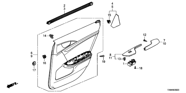 2019 Honda Insight Armrest R (Deep Black) Diagram for 83703TXMA11ZA