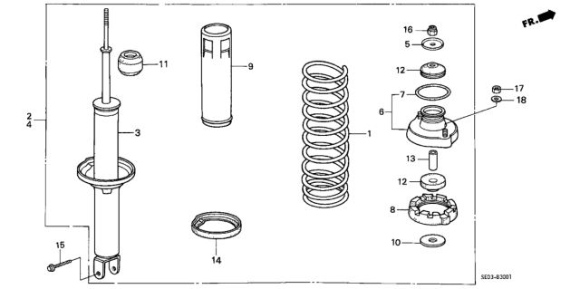 1986 Honda Accord  Shock Absorber Assembly, Left Rear Diagram for 52620SE0631