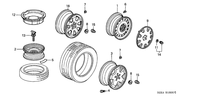 2000 Honda Odyssey Bucket, Spare Tire (T135 80D16) Diagram for 83824S0XA00