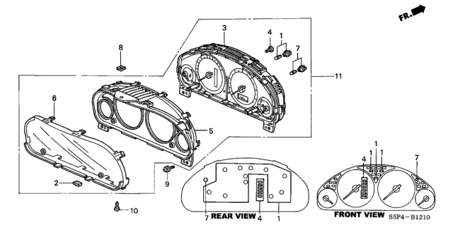 2001 Honda Civic  Meter Assembly, Speed & Tacho & Fuel & Temperature Diagram for 78120S5PB21
