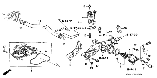2006 Honda Accord Gasket, FR. Water Passage (Nippon LEAkless) Diagram for 19411P8AA03