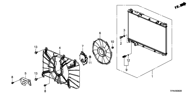 2020 Honda CR-V Hybrid  W-Radiator Complete Diagram for 190105RDA01