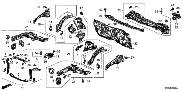 2015 Honda Civic Member, L. FR. Wheelhouse (Upper) Diagram for 60710TR3A00ZZ