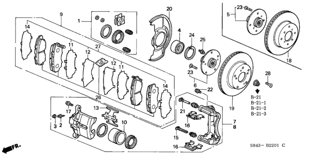 1999 Honda Accord  Pin B Diagram for 45262S0KA01