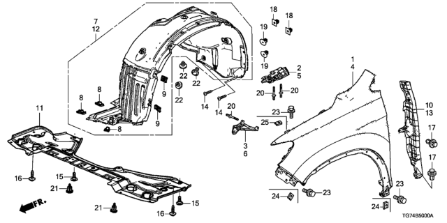 2021 Honda Pilot  CLIP, ISOLATION (10MM) Diagram for 90502TZ5A00