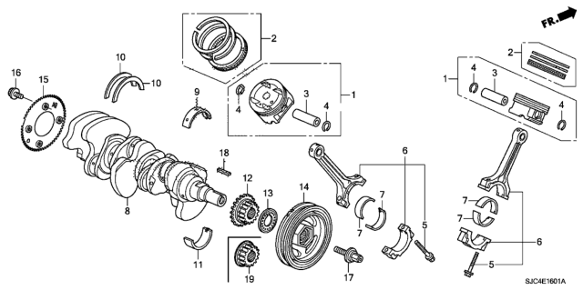 2012 Honda Ridgeline  Bearing A, Main (Lower) (Black) (Taiho) Diagram for 13341RYEA02