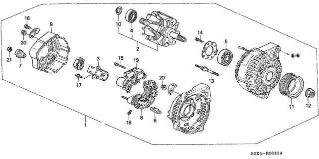 1999 Honda Odyssey Regulator Assembly Diagram for 31150P8EA01