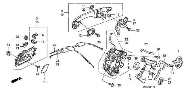 2007 Honda CR-V  Handle Assembly, Driver Side Door (Outer) Diagram for 72180SWAT01