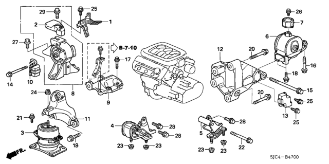 2008 Honda Ridgeline Bracket, Engine Side Mounting Diagram for 50824SJCA00