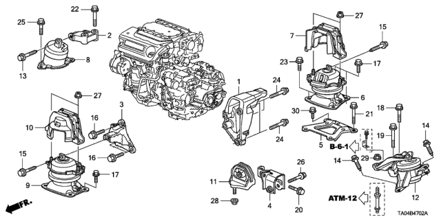 2009 Honda Accord  Bolt, Flange (12X56) Diagram for 90170TA1A00
