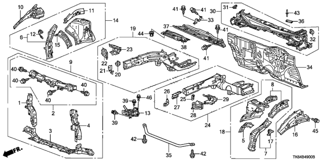 2010 Honda Fit  Gusset R, FR Side Diagram for 60845TF0G10ZZ