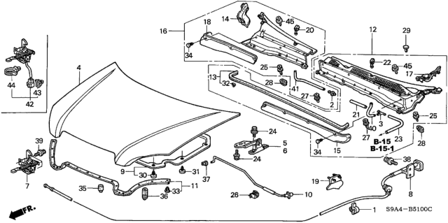 2002 Honda CR-V  Grommet, Hood Stay Diagram for 91604S5A003