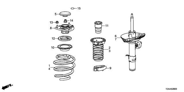 2017 Honda Accord Rubber, FR. Shock Absorber Mounting Diagram for 51670TZ3A01