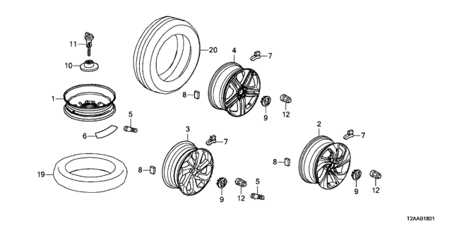 2017 Honda Accord  Cap Assembly, Aluminum Wheel Center Diagram for 44732T2AA41