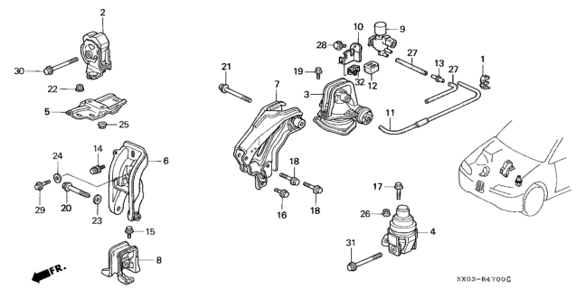 1997 Honda Odyssey  Stay, Solenoid Diagram for 50915SX0A00