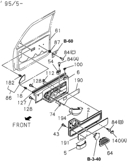 1995 Honda Passport Carpet, R. FR. Door (Dark Gray) Diagram for 8971509300