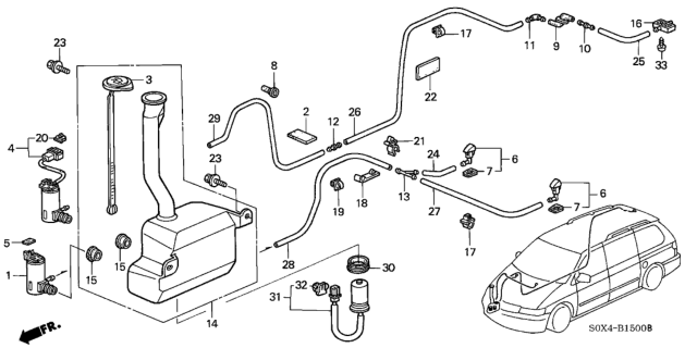 2004 Honda Odyssey  Nozzle Assembly, Front Washer (Taffeta White) Diagram for 76810S9VA01ZE