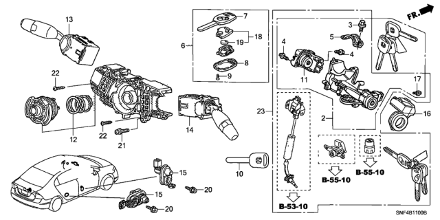 2010 Honda Civic Switch Assembly, Lighting & Turn Signal Diagram for 35255TA0A02
