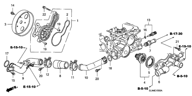 2007 Honda Fit  Thermostat Assembly Diagram for 19301RMX307