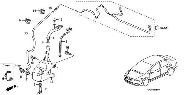 2009 Honda Civic Hose, Washer Diagram for 76805SNA003