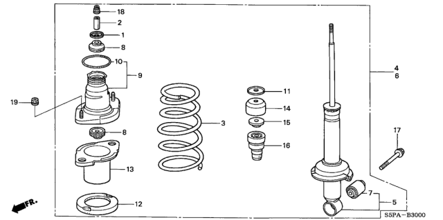 2005 Honda Civic Spring, Rear Diagram for 52441S5AC11