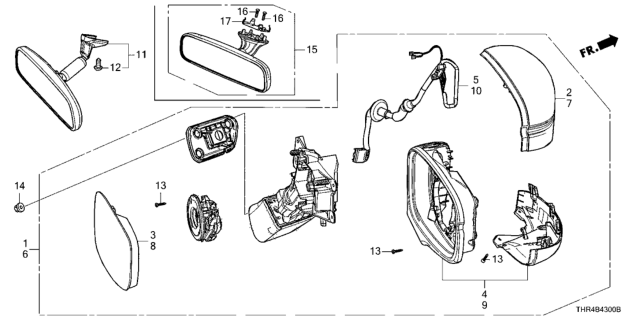 2018 Honda Odyssey Mirror Assembly, Driver Side Door (R.C.) Diagram for 76250THRA01