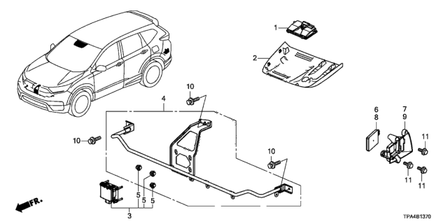 2021 Honda CR-V Hybrid RADAR SUB-ASSY-, R Diagram for 36931TLAA21