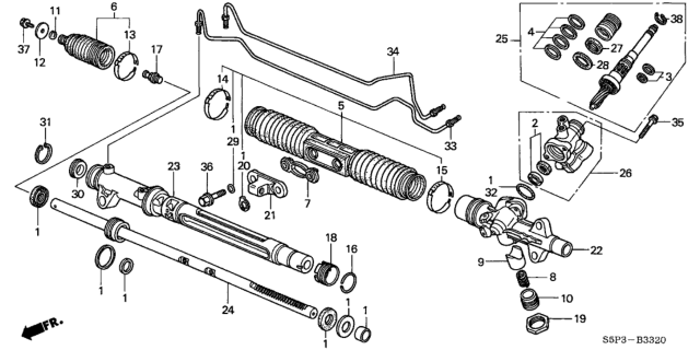 2002 Honda Civic Seal Kit A, Power Steering (Rotary Valve) Diagram for 06531S5DA01