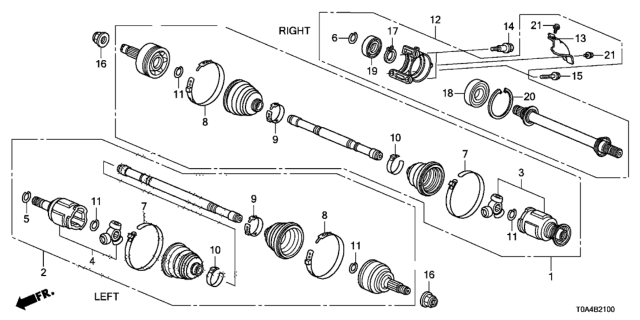 2013 Honda CR-V JOINT, INBOARD Diagram for 44310T7B300