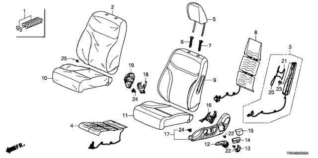 2012 Honda Civic  Pad, L. FR. Seat Cushion Diagram for 81537TR0A71