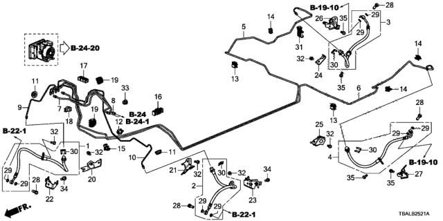 2020 Honda Civic  Clip, Brake Pipe Diagram for 46391TAAJ01