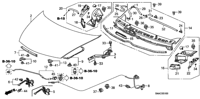 2010 Honda Civic Clip, Engine Hood Insulator Diagram for 91501STK003