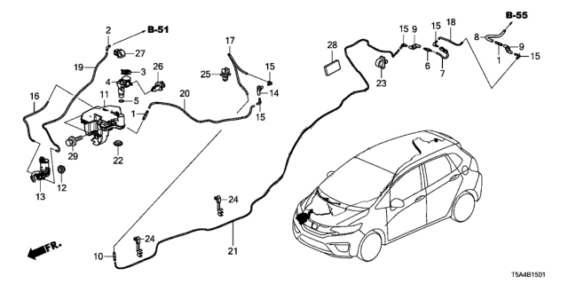 2017 Honda Fit  Grom, Washer Tube Diagram for 76851T5AA01