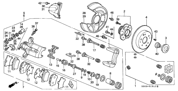 1997 Honda Prelude  Caliper Set, RR. Diagram for 01473SV4000