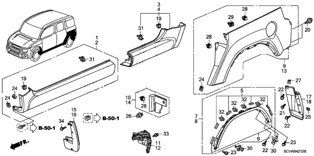 2009 Honda Element Bolt-Washer (5X20) Diagram for 934040502008