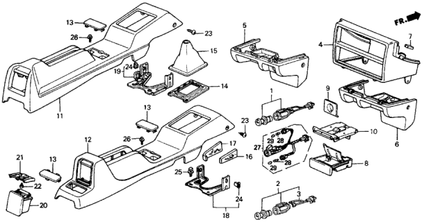 1988 Honda Civic  Console, FR. (Upper) *B49L* (FAIR BLUE) Diagram for 77293SH3A10ZA