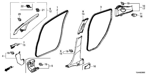 2015 Honda Fit Garnish Assy., L. Quarter Pillar *NH882L* (PLATINUM GRAY) Diagram for 84181T5RA21ZA