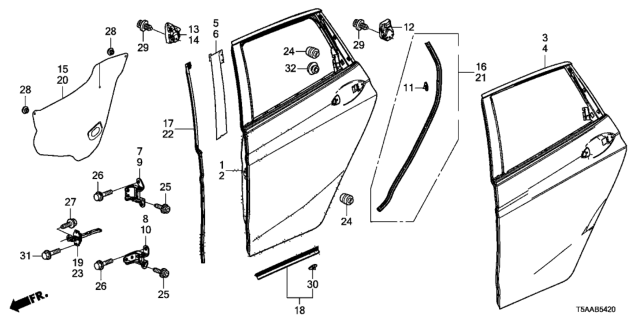 2020 Honda Fit Sub Seal, R RR Doo Diagram for 72824T5RA11