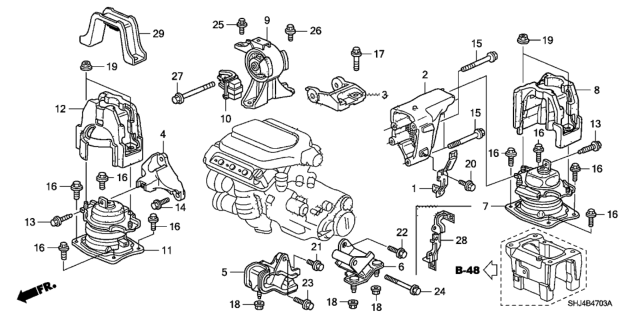 2008 Honda Odyssey Stopper, FR. Engine Mount Diagram for 50835SHJA61