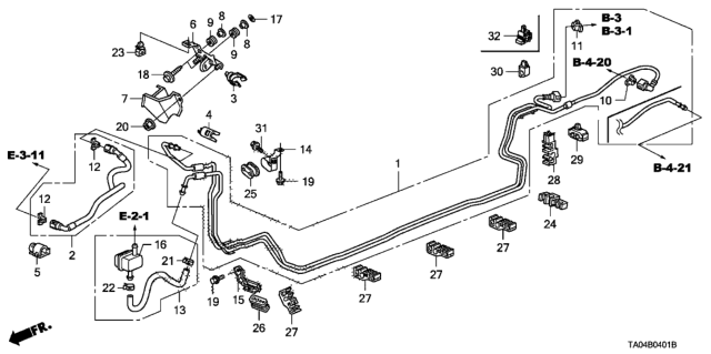 2010 Honda Accord  Clamp F, Fuel Pipe Diagram for 91599TA0A01