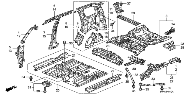 2006 Honda CR-V Pipe, R. RR. Frame Diagram for 74701S9A000