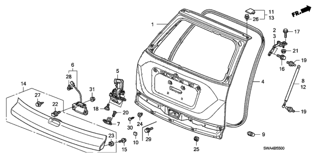 2010 Honda CR-V Switch Assy., Tailgate Opener Diagram for 74810SWAA01